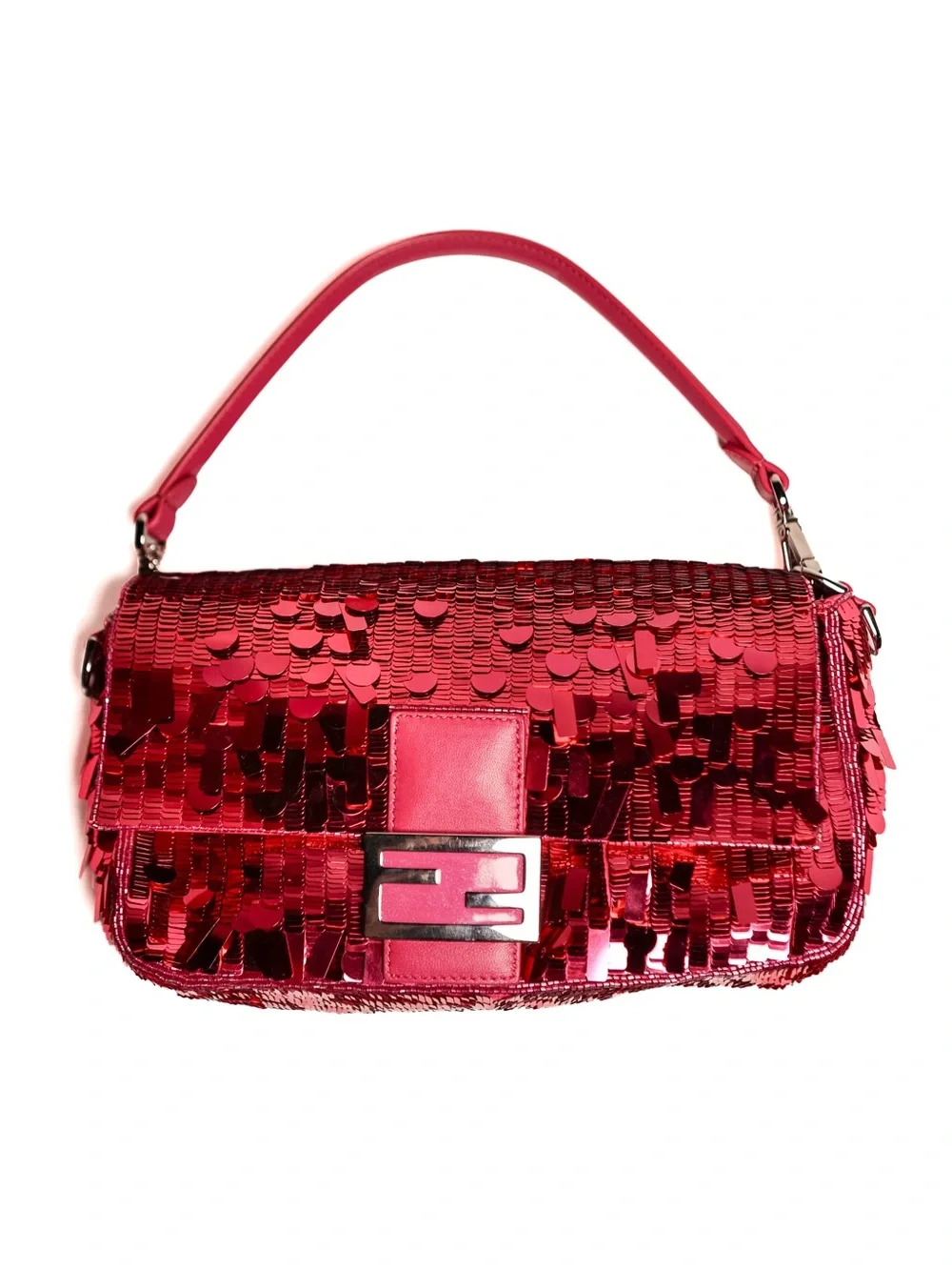 Fendi Fuscia Sequin Baguette Shoulder Bag Vintage Sex and the City